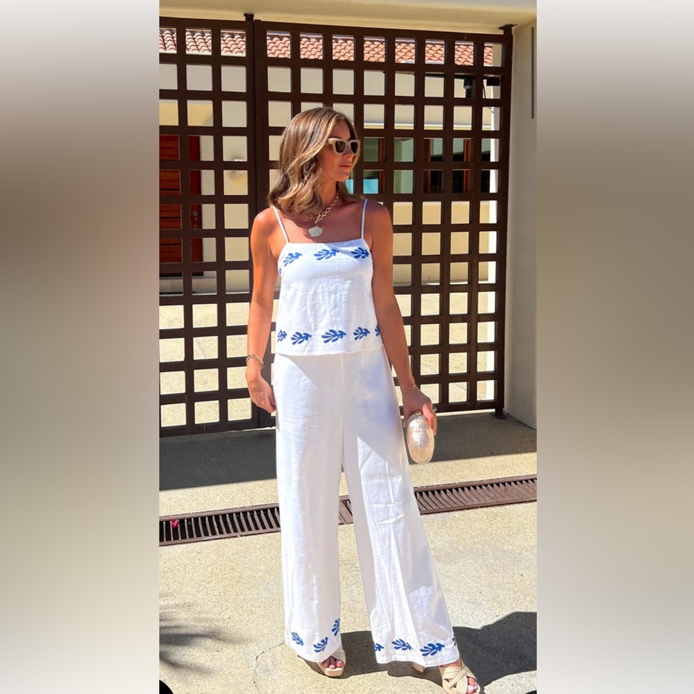 White and Blue Women's Jumpsuit